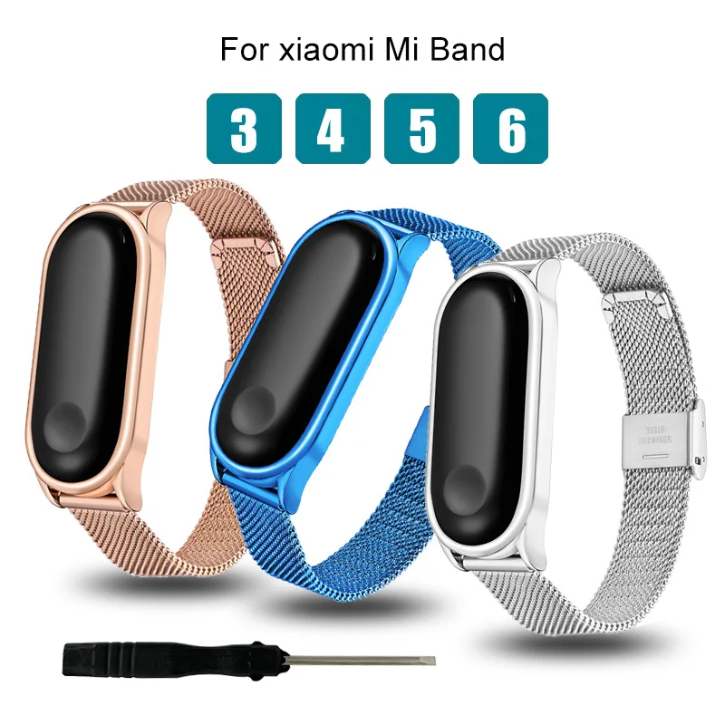 Bilezik Xiaomi Mi Band İçin 6 5 4 3 Paslanmaz Çelik Kayış Yedek Watchband Erkekler Kadınlar Metal Bilekliği MiBand 6 5 4 3 . ' - ' . 0