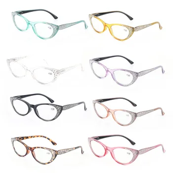 Kedi Gözü elmas Gözlük Kadın okuma gözlüğü Erkekler Hipermetrop Bilgisayar okuma gözlüğü mavi ışık okuyucular Diyoptri Kadın Gözlüğü