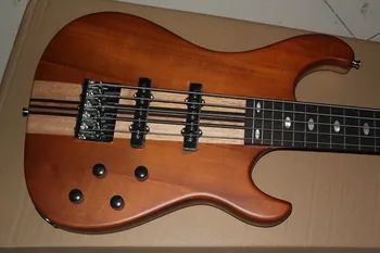 Çin gitar fabrika özel yeni boyun tam vücut Doğal ahşap renk mat 5 dize Elektrik bas gitar 59
