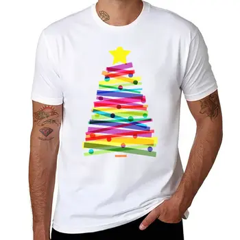 Renkli Yılbaşı Ağacı T-Shirt estetik elbise T-shirt bir erkek yaz üstleri erkek grafik t-shirt paketi
