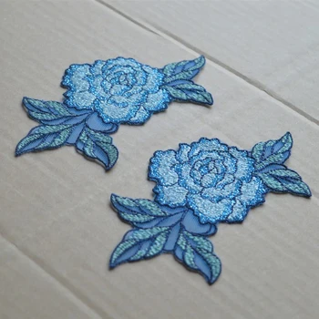 11 Adet Size14 * 8 cm Mavi Çiçek Yaprak Gipür Aplike Işlemeli Dikmek-On Dantel Yama DIY Coaster Düğün Dekorasyon Güzel