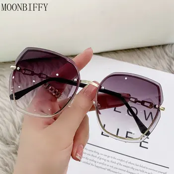 Moda Çerçevesiz Kare Güneş Gözlüğü Kadınlar için 2023 Marka Tasarımcısı güneş gözlüğü Vintage Shades Kadın Pembe Gözlük Gafas De Sol