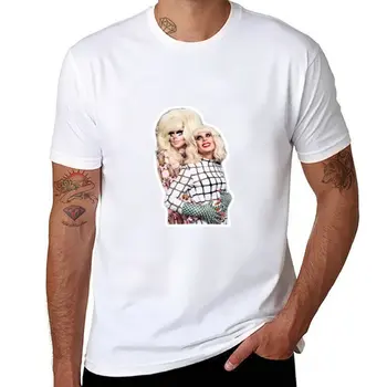 Yeni Trixie ve Katya Çift Poz T-Shirt sarışın t shirt yeni baskı t shirt siyah erkek t-shirtleri